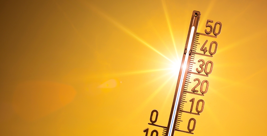 helle Sonne mit Thermometer
