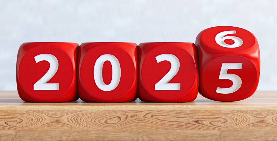 Würfel mit den Zahlen 2025 werden zu Würfeln mit den Zahlen 2026